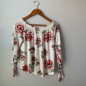 Off the shoulder top with pink flowers
